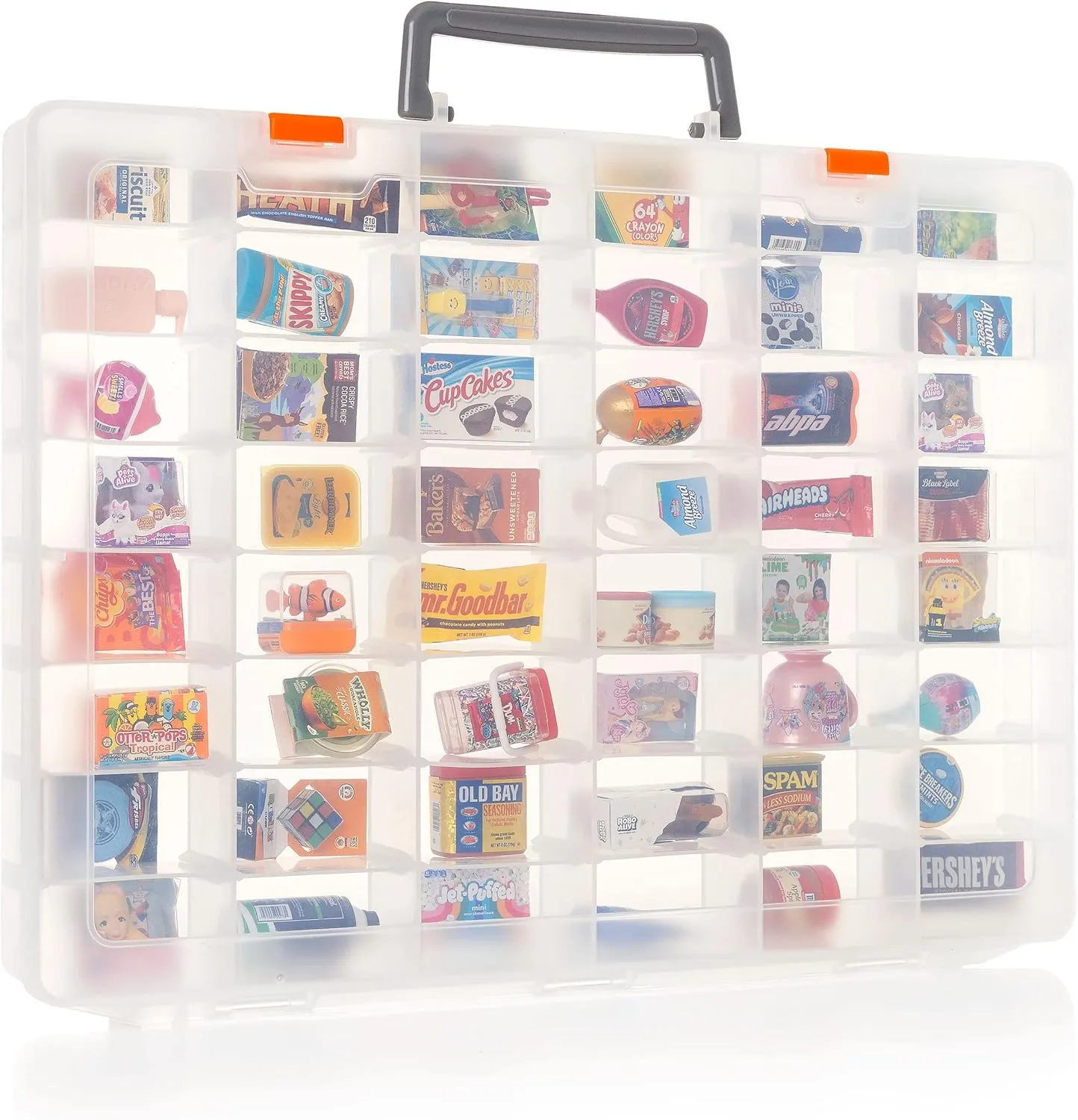 MYMOON HOME Plastic Toy Storage Case Compatible with Mini Brands Collector Toys, Shopkins, Real Littles, and LOL Surprise Series 1, 2, 3, 4, Collectible Compartments for Miniatures, Travel Friendly