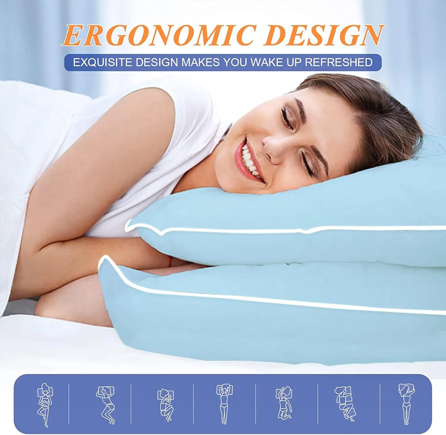 MZOIMZO Bed Pillows for Sleeping- Standard Size, Set of 2, Cooling Hotel Quality with Premium Soft Down Alternative Fill for Back, Stomach or Side Sleepers, 43x66CM, Blue