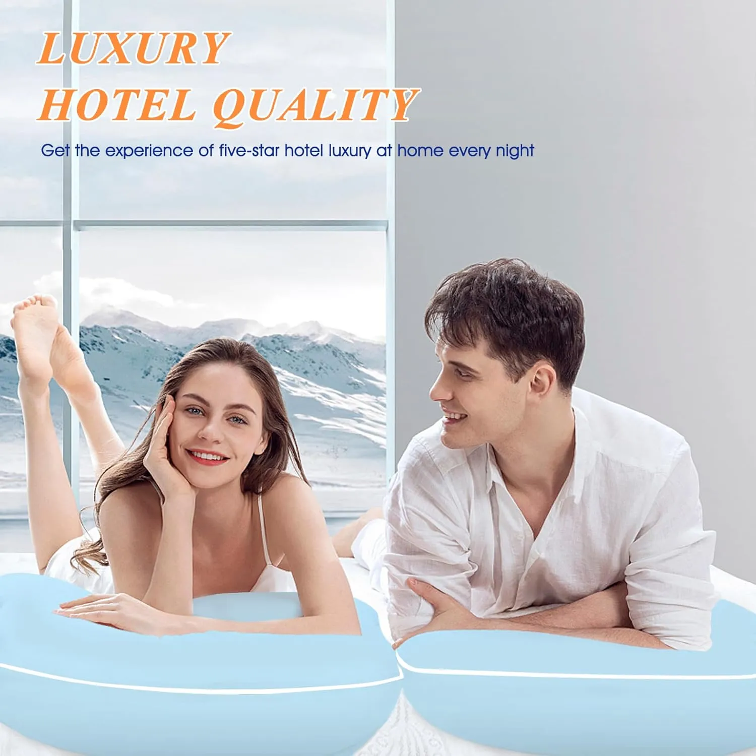 MZOIMZO Bed Pillows for Sleeping- Standard Size, Set of 2, Cooling Hotel Quality with Premium Soft Down Alternative Fill for Back, Stomach or Side Sleepers, 43x66CM, Blue