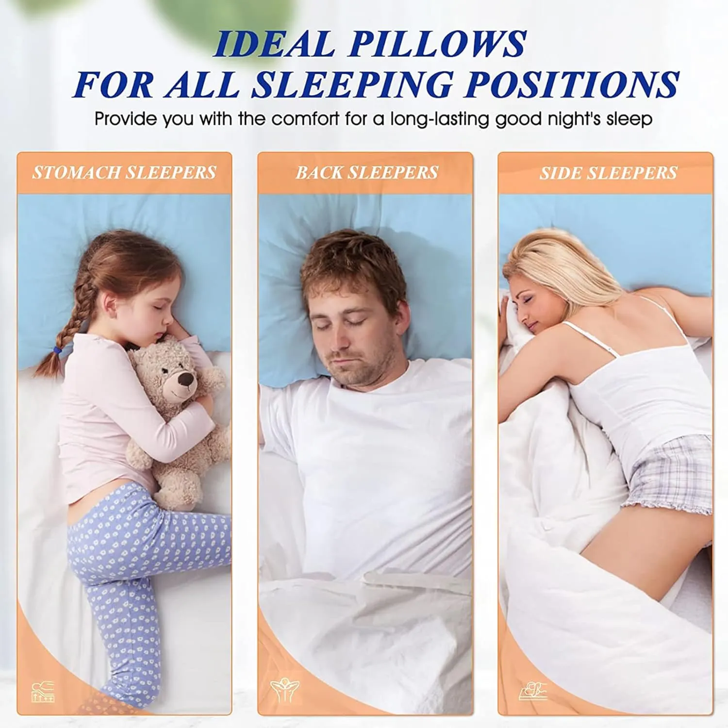 MZOIMZO Bed Pillows for Sleeping- Standard Size, Set of 2, Cooling Hotel Quality with Premium Soft Down Alternative Fill for Back, Stomach or Side Sleepers, 43x66CM, Blue