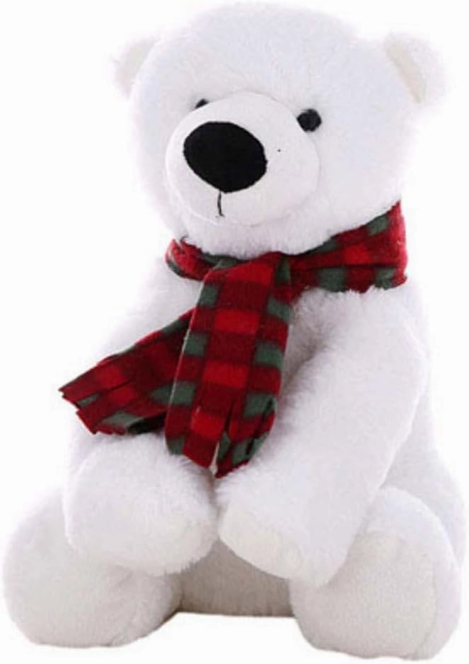 Nanook Plush Polar Bear 16-Inch Stuffed Toy w/White Fur & Adorable Plaid Scarf! Cuddly Plushie Gift for Birthday, Easter Day Gift, Kids!