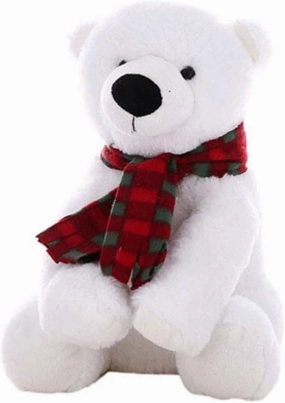 Nanook Plush Polar Bear 16-Inch Stuffed Toy w/White Fur & Adorable Plaid Scarf! Cuddly Plushie Gift for Birthday, Easter Day Gift, Kids!