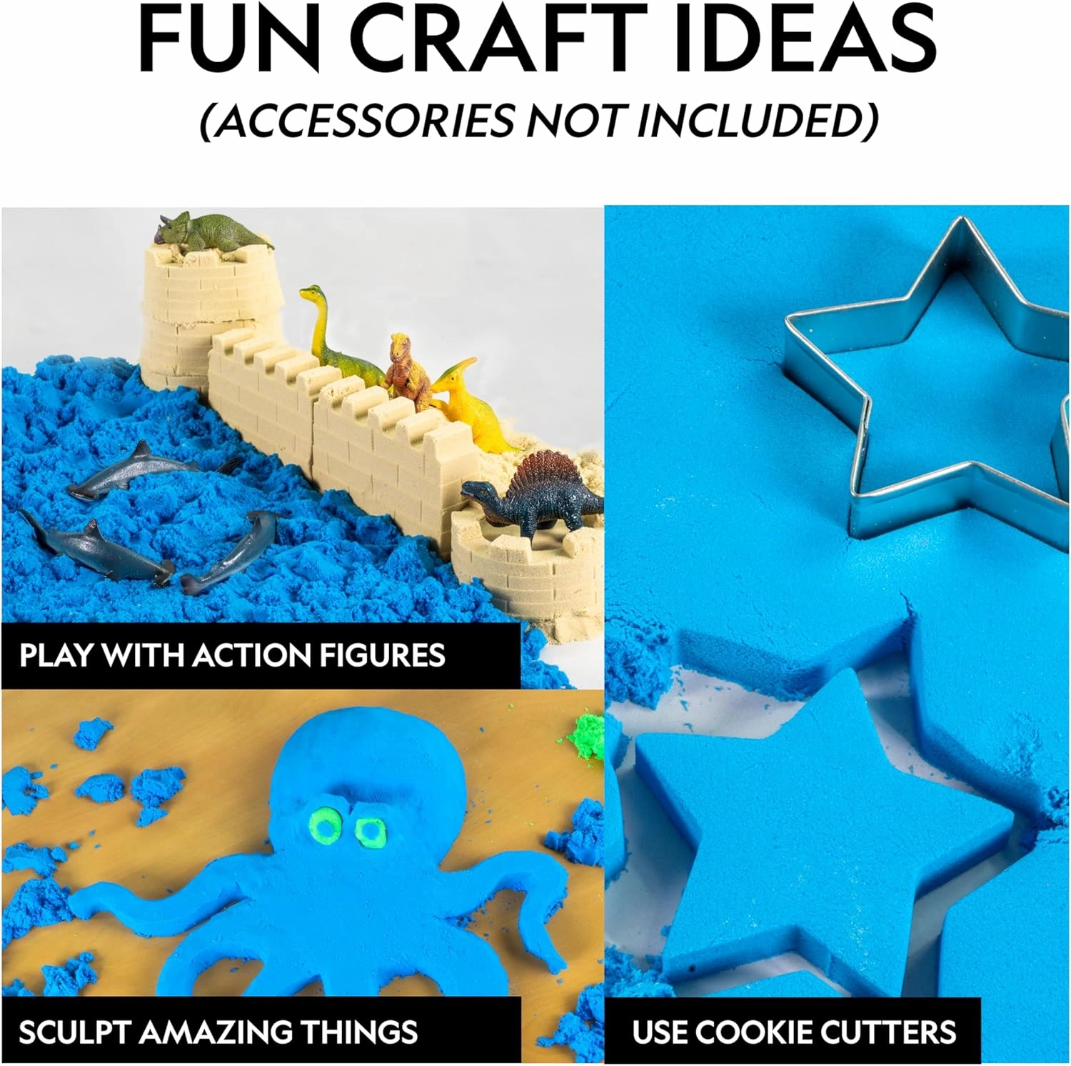 National Geographic Blue Marble Moon Sand - 12 Lbs. of Play Sand with Castle Molds (Natural) - A Fun No Mess Sensory Activity, Sensory Bin Filler