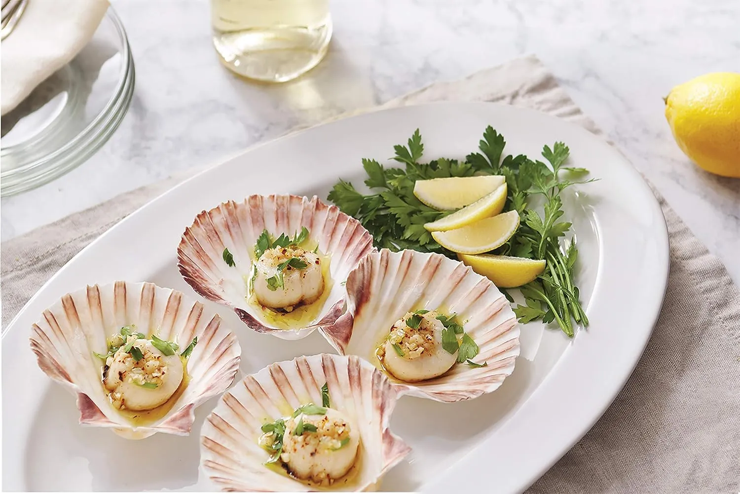 Natural Baking Sea Shell, Set of 4 Scallop Shells, 5 Inches