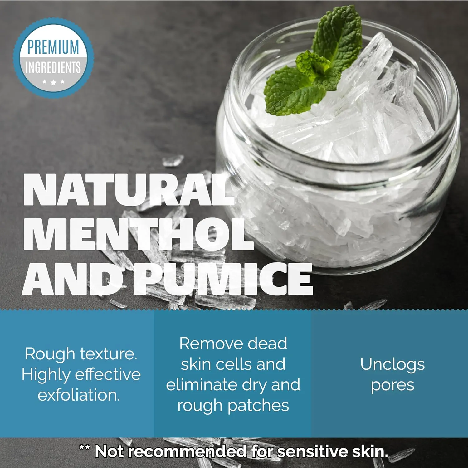Natural Exfoliating Bar Soap- Menthol and Pumice Scrub Bar, Natural Menthol with Pumice Sand, Natural Body Soap Made in USA for Men and Women, Eco Friendly, 4.4 oz Each Bar