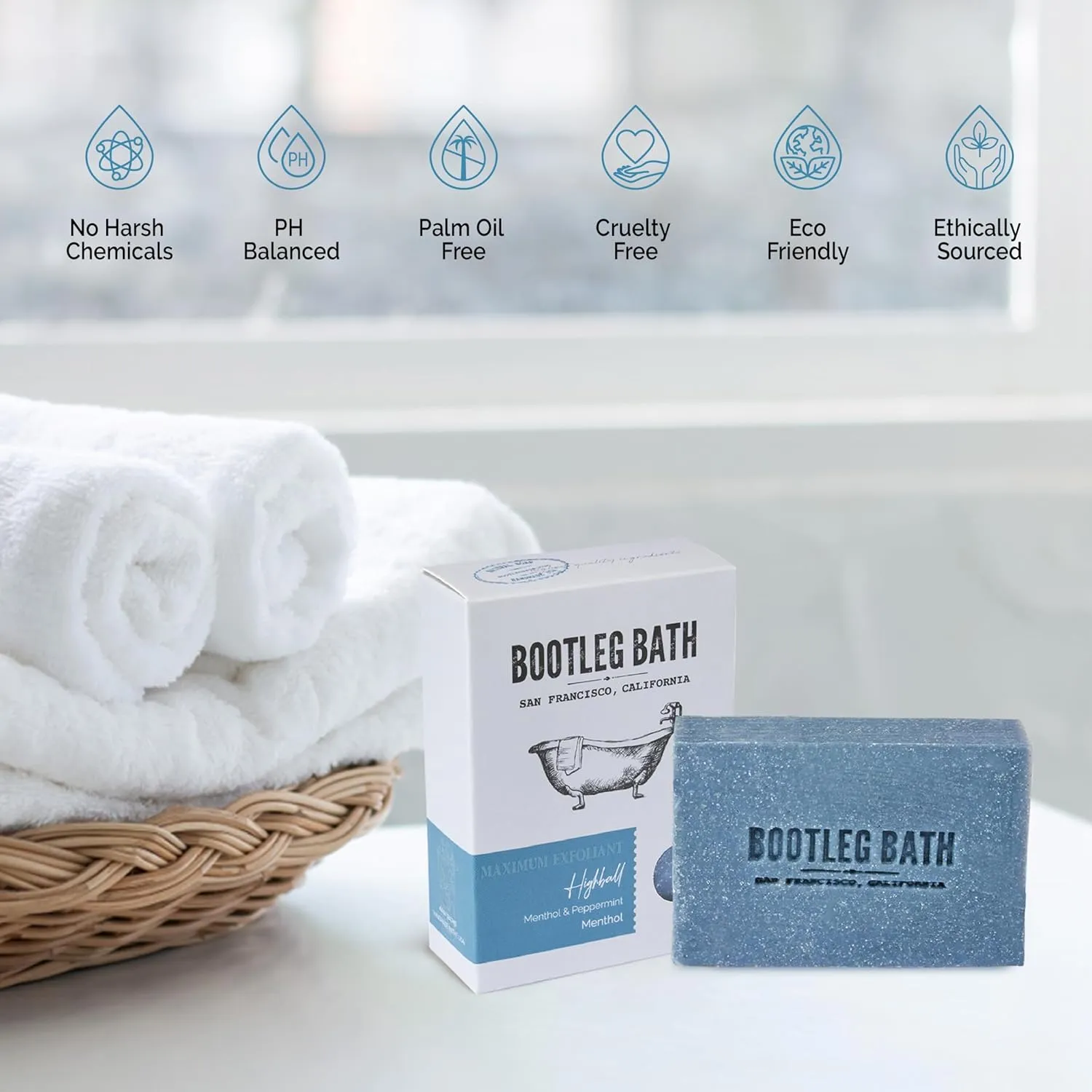 Natural Exfoliating Bar Soap- Menthol and Pumice Scrub Bar, Natural Menthol with Pumice Sand, Natural Body Soap Made in USA for Men and Women, Eco Friendly, 4.4 oz Each Bar
