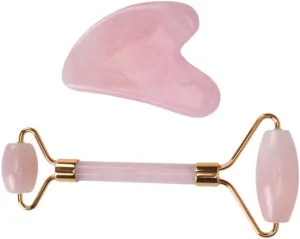 Natural Jade Facial Roller Massager Set Face Scraper Anti-Aging No Squeaky Travel-Friendly Smooth Rolling