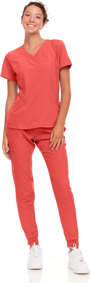 Natural Uniforms Womens Cool Stretch Jogger Scrub Set with Regular and Petite Sizes