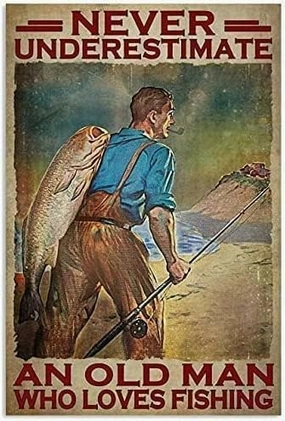 Never Underestimate an Old Man Who Loves Fishing 1000 Piece Wooden Jigsaw Puzzle Adult Jigsaw Puzzle Game Props The Family Jigsaw Puzzle Game Gift for Women Men 29.5x19.7 Inch