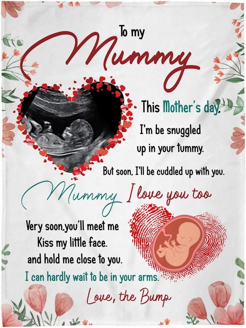 New Parents Gifts, Ultrasound Very Soon You'll Meet Me and Kiss My Face, Personalized Blanket, Gifts for Pregnant Wife Mommy, Fleece Sherpa Blanket for New Mom On Mother's Day