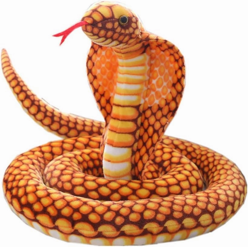 New Realistic Cobra Figure Lifelike Python Pit Viper Plush Toy Soft Stuffed Animal Snake Decor Birthday Gifts for Children (Yellow,28 inch)