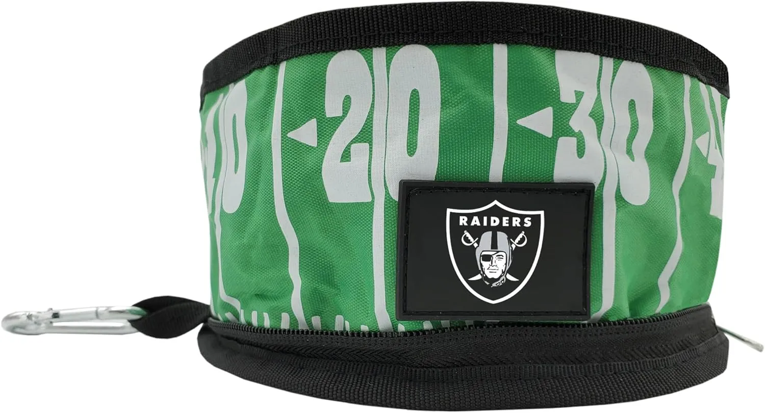 NFL Las Vegas Raiders Pets First Collapsible Dog Travel Bowl Set, 2 Pack Food and Water Bowls for Dogs, Best Portable & Lightweight Leak-Proof Dog Bowls for Travel