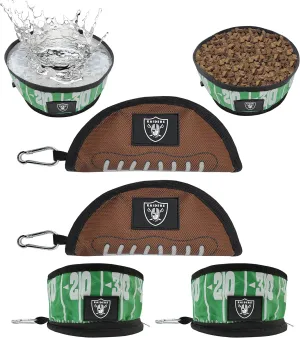 NFL Las Vegas Raiders Pets First Collapsible Dog Travel Bowl Set, 2 Pack Food and Water Bowls for Dogs, Best Portable & Lightweight Leak-Proof Dog Bowls for Travel