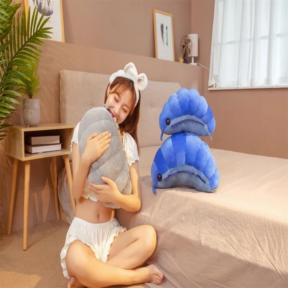 Nice Lifelike Insect Plush Toys Pill Bug Stuffed Soft Animals Pillow Back Cushion Insect Doll Kids Toys Girls Boys Gift (Blue,19inch)