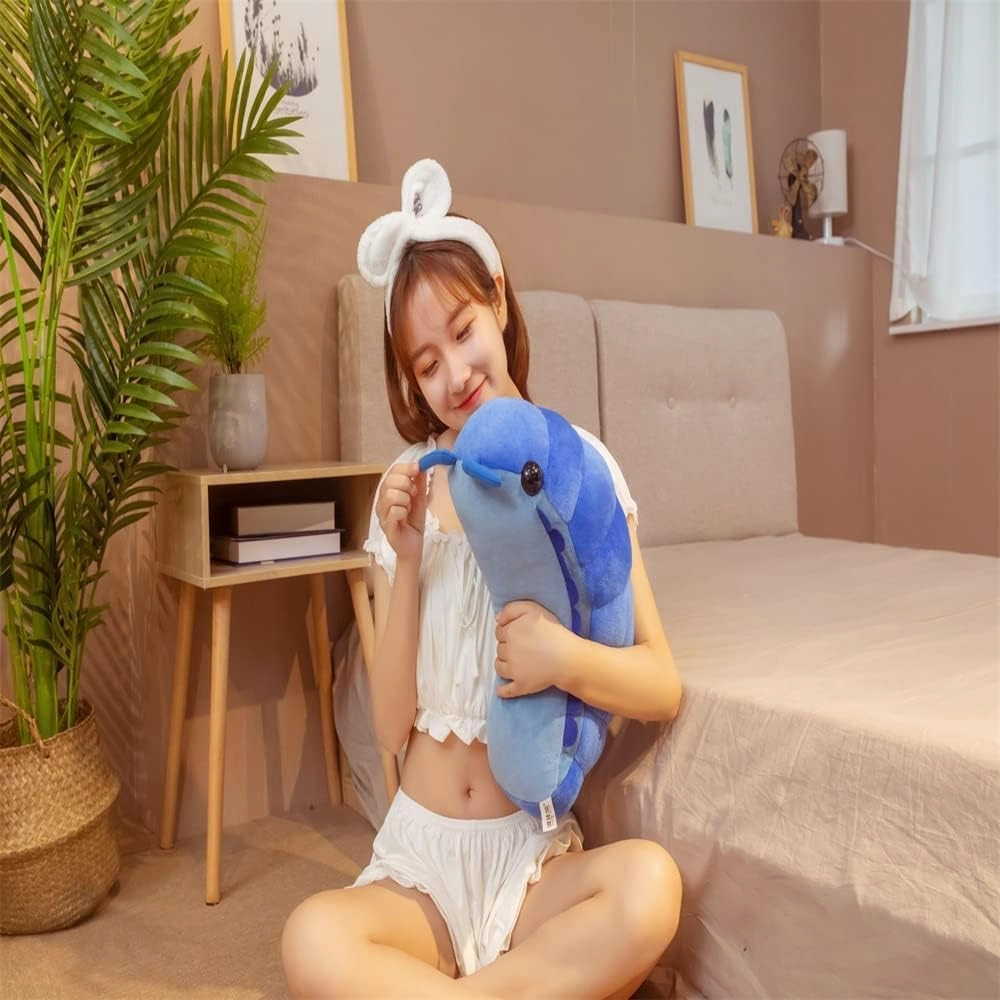 Nice Lifelike Insect Plush Toys Pill Bug Stuffed Soft Animals Pillow Back Cushion Insect Doll Kids Toys Girls Boys Gift (Blue,19inch)