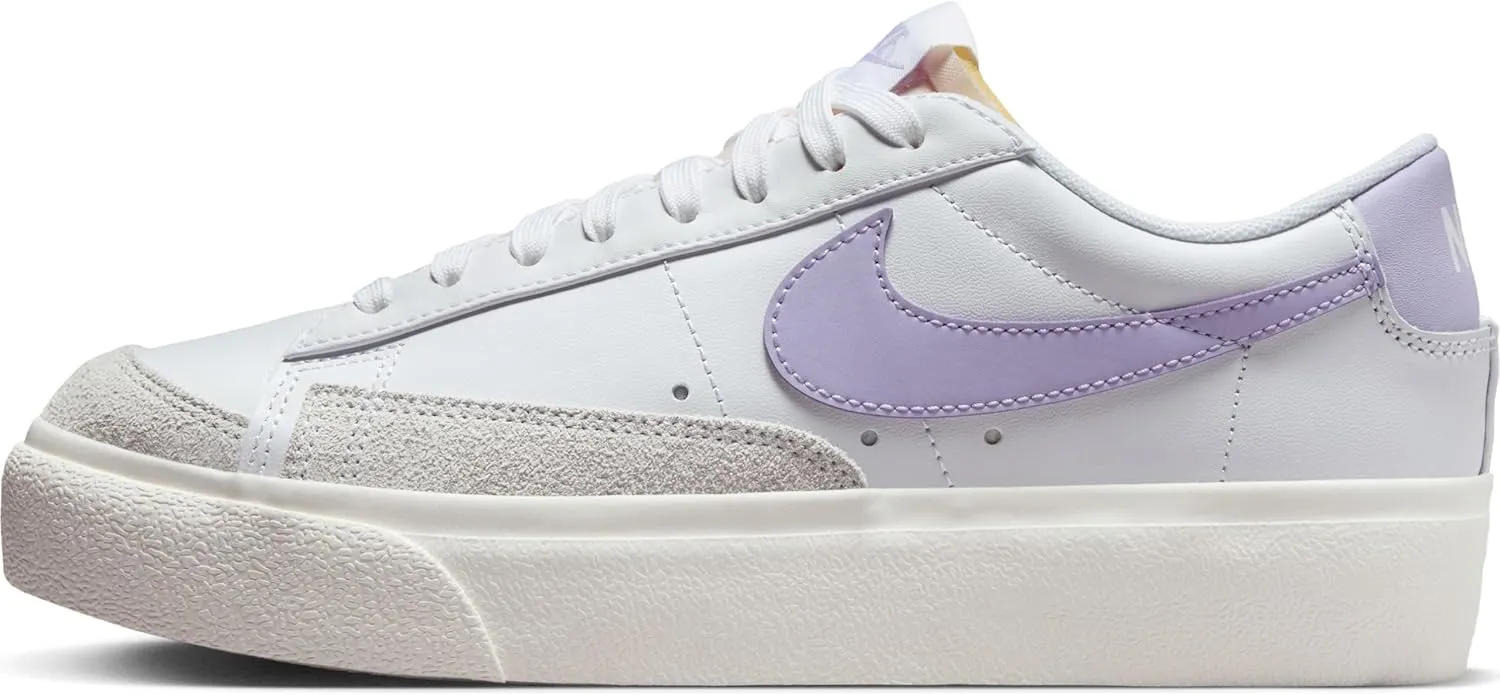 NIKE Women's Blazer Low Platform, White/Lilac-Bloom, 9 US [DJ0292 114]