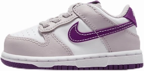 Nike Dunk Low Baby/Toddler Shoes (FB9107-104, White/Platinum Violet/Viotech) Size 4