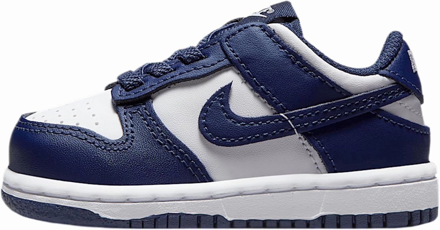 Nike Dunk Low Baby/Toddler Shoes (FB9107-116, White/White/Midnight Navy)