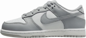 Nike Dunk Low Little Kids' Shoes (FB9108-123, White/White/Light Smoke Grey)