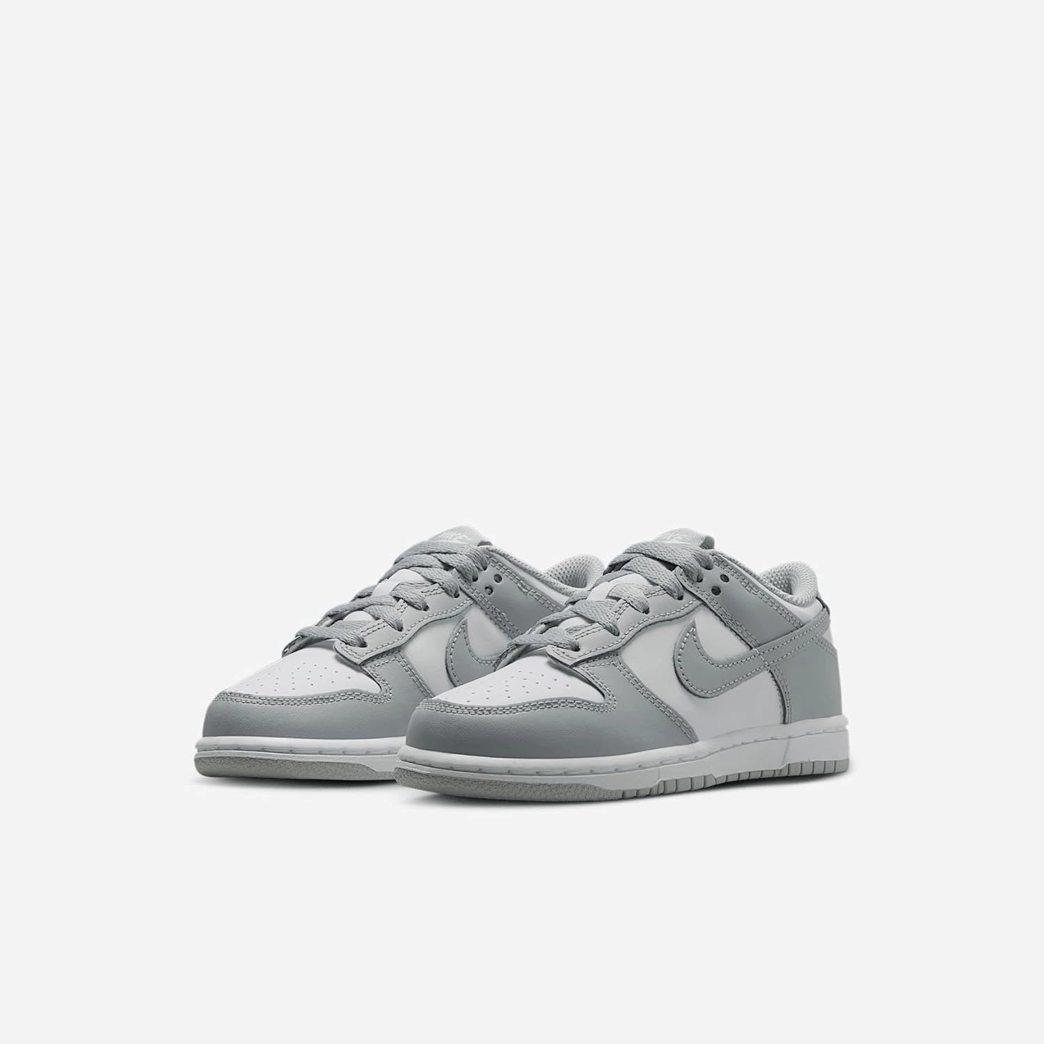 Nike Dunk Low Little Kids' Shoes (FB9108-123, White/White/Light Smoke Grey)