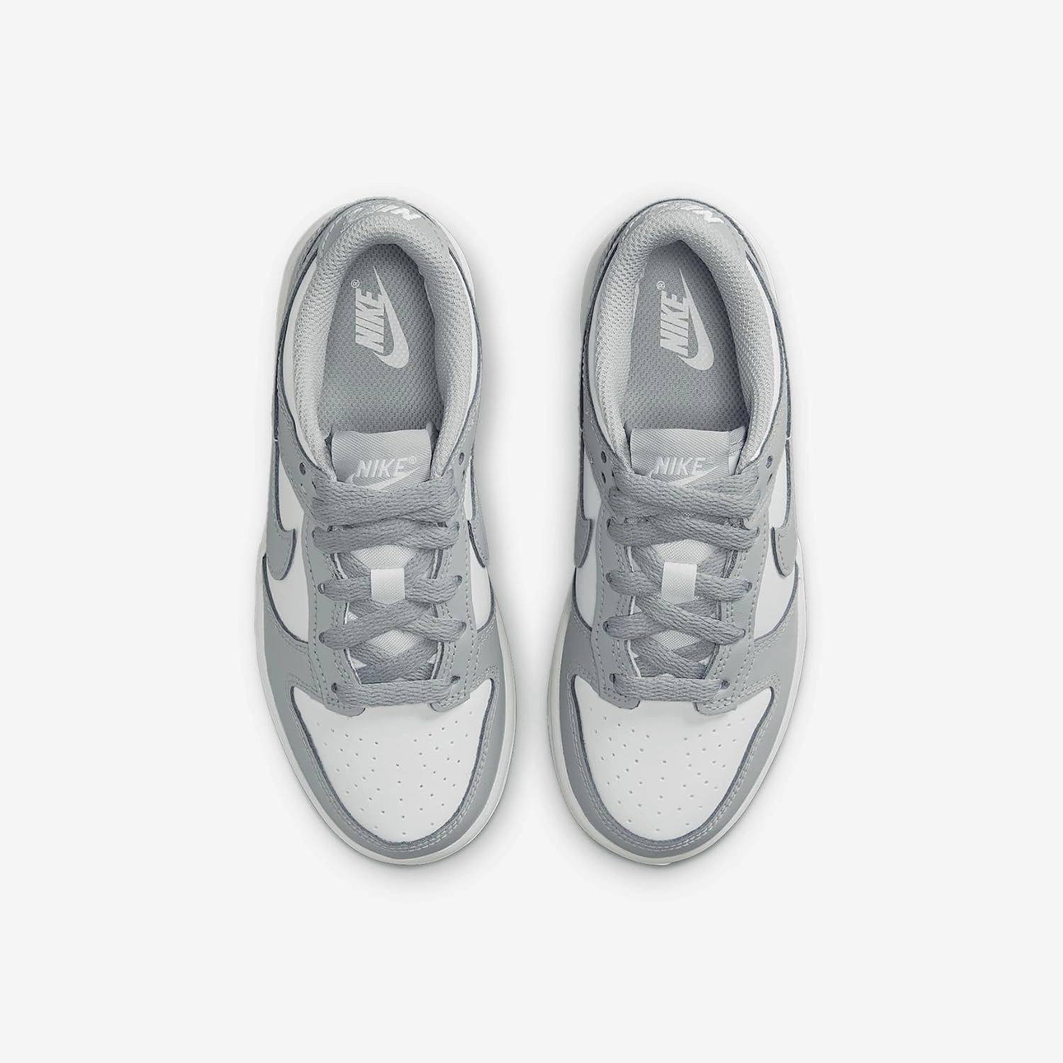 Nike Dunk Low Little Kids' Shoes (FB9108-123, White/White/Light Smoke Grey)