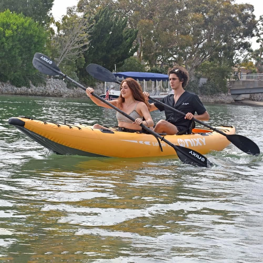 NIXY Tahoe Inflatable Kayak - Premium 2 Person Kayak Durable Design for Two Adults, Portable and Stable with Advanced Features for Fishing and Adventure - Blowup Kit, Seats and Paddles Included