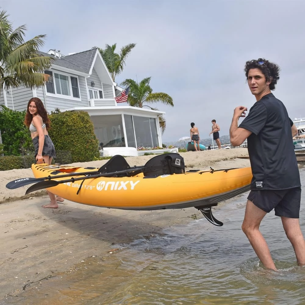 NIXY Tahoe Inflatable Kayak - Premium 2 Person Kayak Durable Design for Two Adults, Portable and Stable with Advanced Features for Fishing and Adventure - Blowup Kit, Seats and Paddles Included