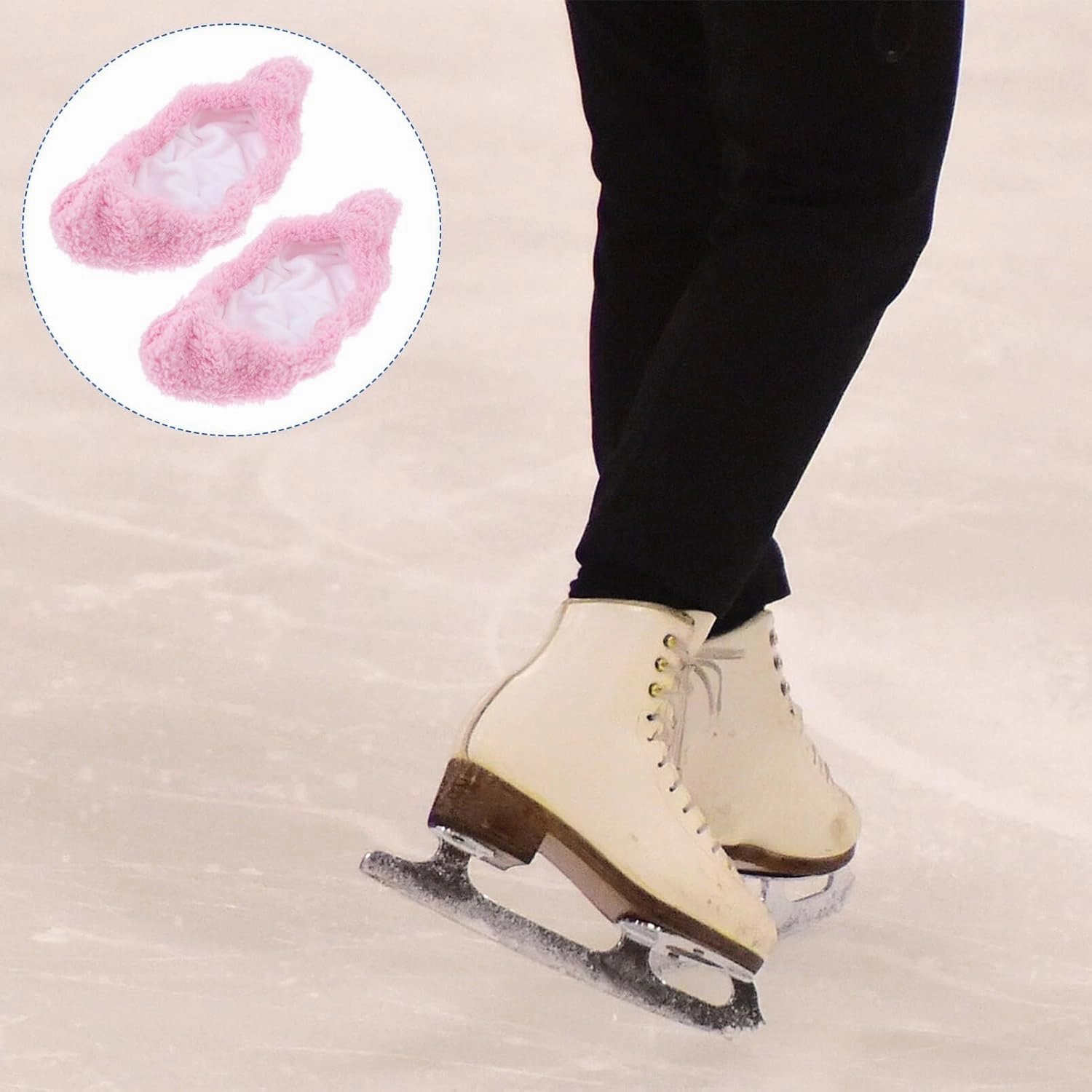 NOLITOY Ice Skate Blade Covers, Elastic Skating Cover Plush Ice Skating Hockey Protectors for Adult Men Women Boys Girls