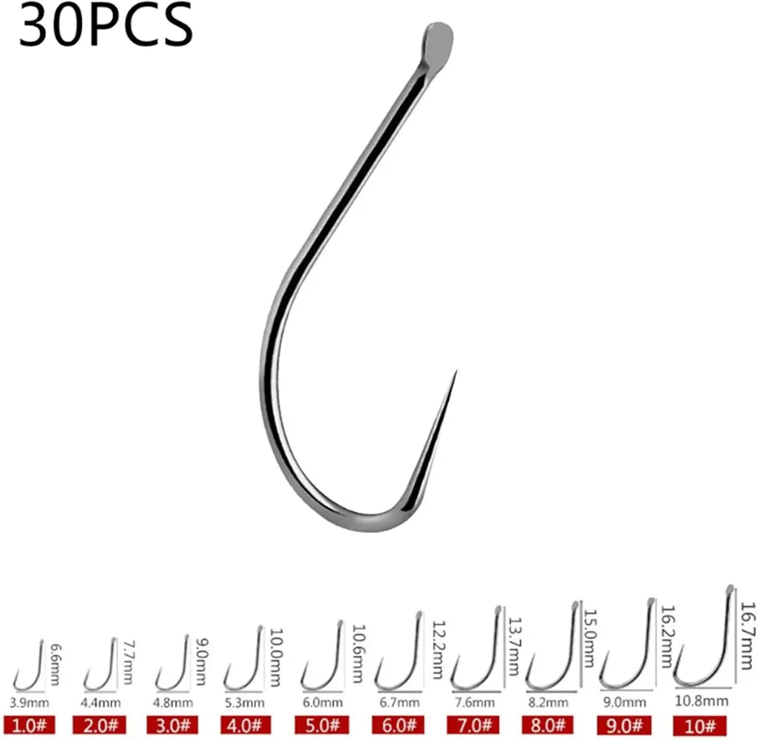 Non-Barb Fishhooks 30 Pcs Fishinghook Carp Fishing Hook Barbless Saltwater Fresh Water Fishing Hooks for Riverside
