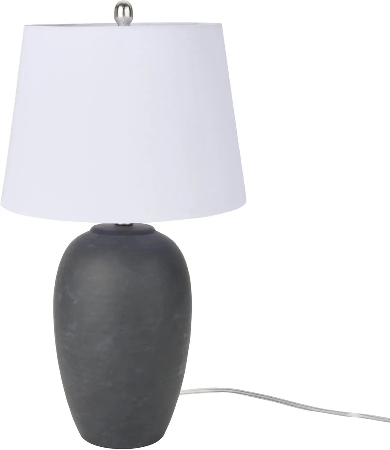 Nourison 23" Black Vintage Distressed Ceramic Pot Table Lamp for Bedroom, Living Room, End Table, with White Tapered Drum Shade