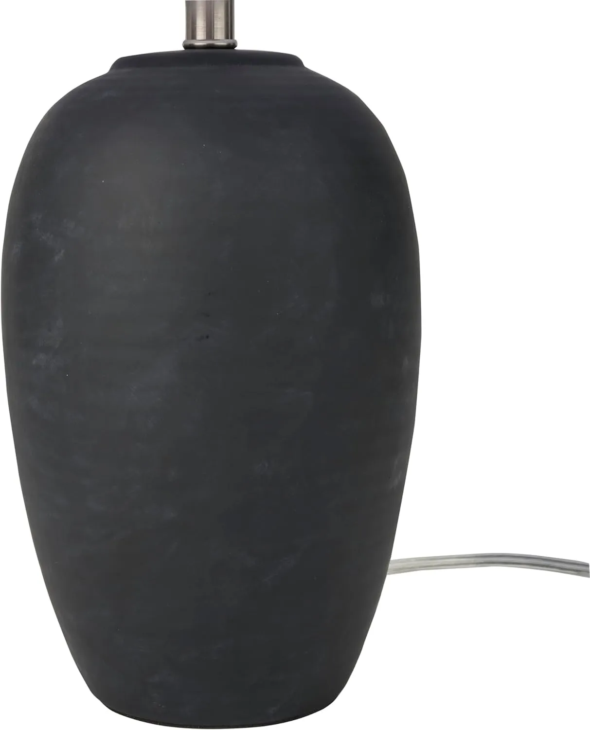 Nourison 23" Black Vintage Distressed Ceramic Pot Table Lamp for Bedroom, Living Room, End Table, with White Tapered Drum Shade
