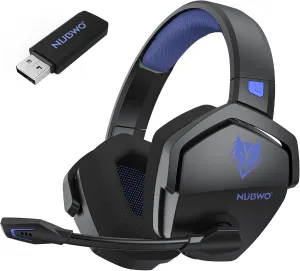 NUBWO G06 Dual Wireless Gaming Headset with Microphone for PS5, PS4, PC - 23ms Low Latency Audio - 100-Hour of Playtime - 50mm Drivers (Black-Blue)