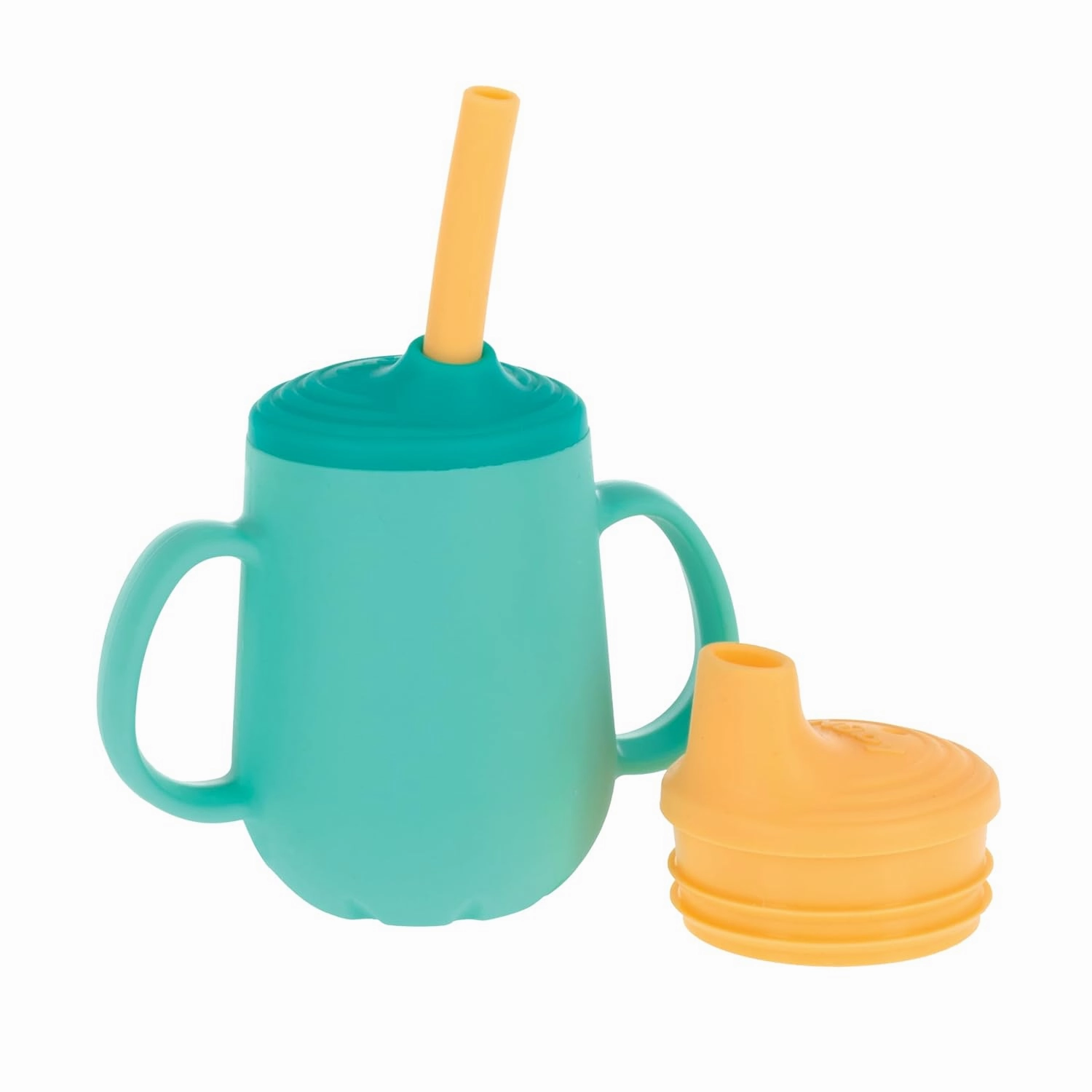 Nuby 3-Stage Training Cup Set - Silicone Tumbler with Spout and Straw Combo - 4 oz - 6  Months - Neutral