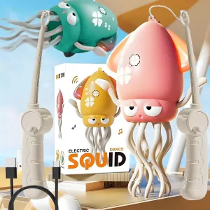 Octopus Toy - Electric Dancing Octopus Toy, Crawling Octopus Toys, Magic Dancings Octopus with Fishing Rod, LED Lights, Musical Dancings Octopus Toys with Lights ＆ Sounds (Pink)