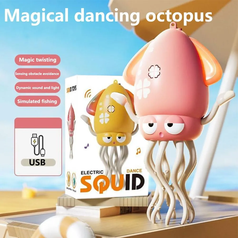 Octopus Toy - Electric Dancing Octopus Toy, Crawling Octopus Toys, Magic Dancings Octopus with Fishing Rod, LED Lights, Musical Dancings Octopus Toys with Lights ＆ Sounds (Pink)