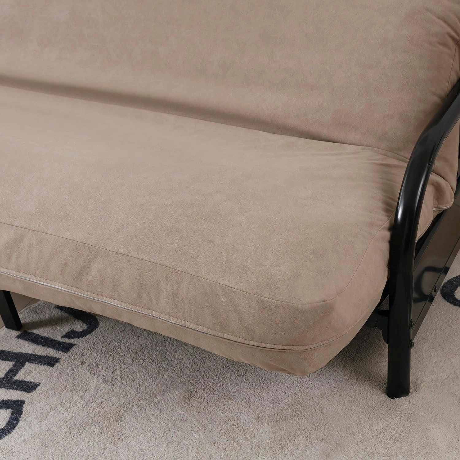 OctoRose Twin Size 39x75x8 inch 3 Side Zipper Classic Soft Micro Suede Futon Cover Sofa Daybed Mattress Slipcover (Waterproof-Tan, Twin Size)