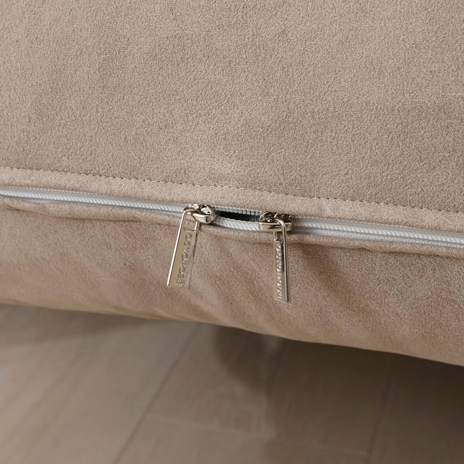 OctoRose Twin Size 39x75x8 inch 3 Side Zipper Classic Soft Micro Suede Futon Cover Sofa Daybed Mattress Slipcover (Waterproof-Tan, Twin Size)
