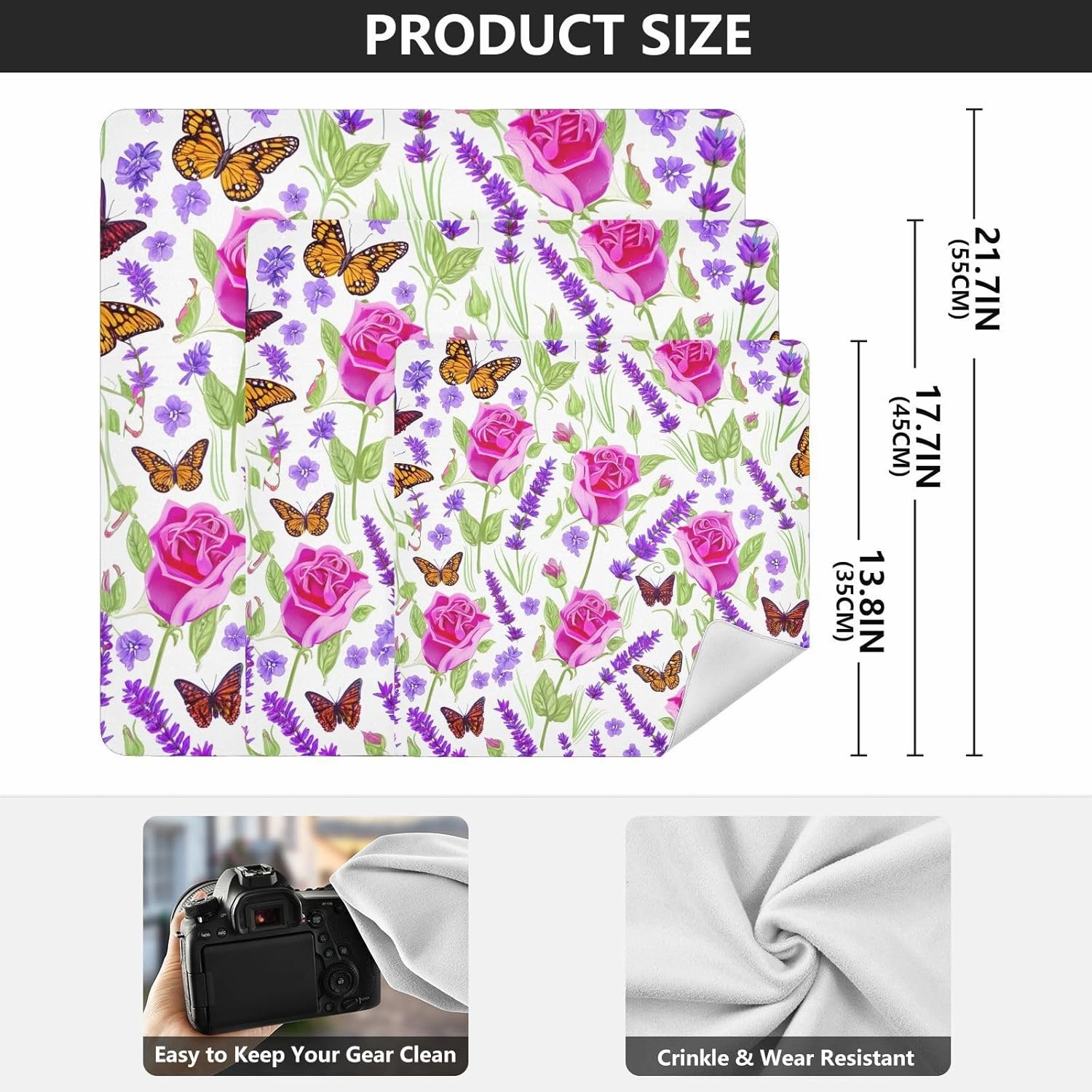 ODAWA Anti-Scratch Lens Wrapping Butterfly Rose Lavender Self Adhesive Cloth 17.7"x17.7"