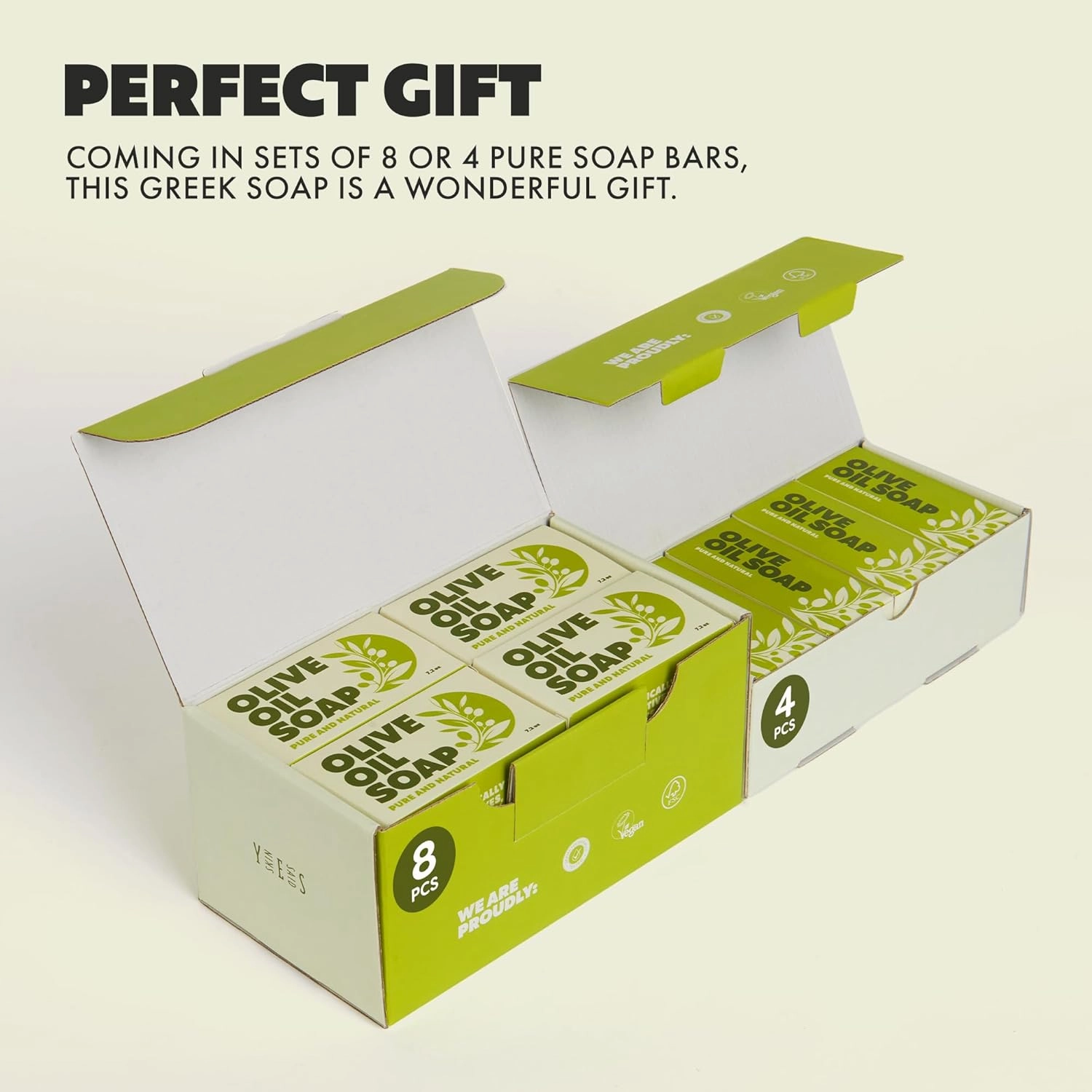 Olive Oil Soap Bars - Set of 8 - Organic Bar Soap - Moisturizing, Gentle on Skin, Rich in Antioxidants - Ideal for Sensitive Skin, Kids, Men, and Women - Perfect for Everyday Use
