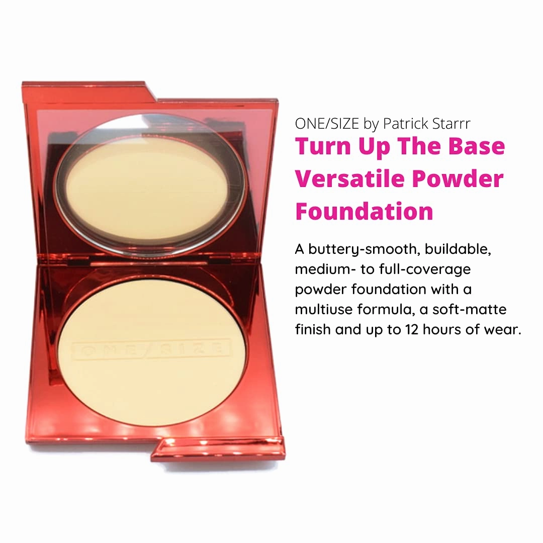 One size Patrick Starrr Turn Up The Base Versatile Powder Foundation - Light 4 (G) Light, Golden Undertones Face Pressed Makeup Medium-to-Full Coverage, Soft Matte Finish 0.28 Ounce