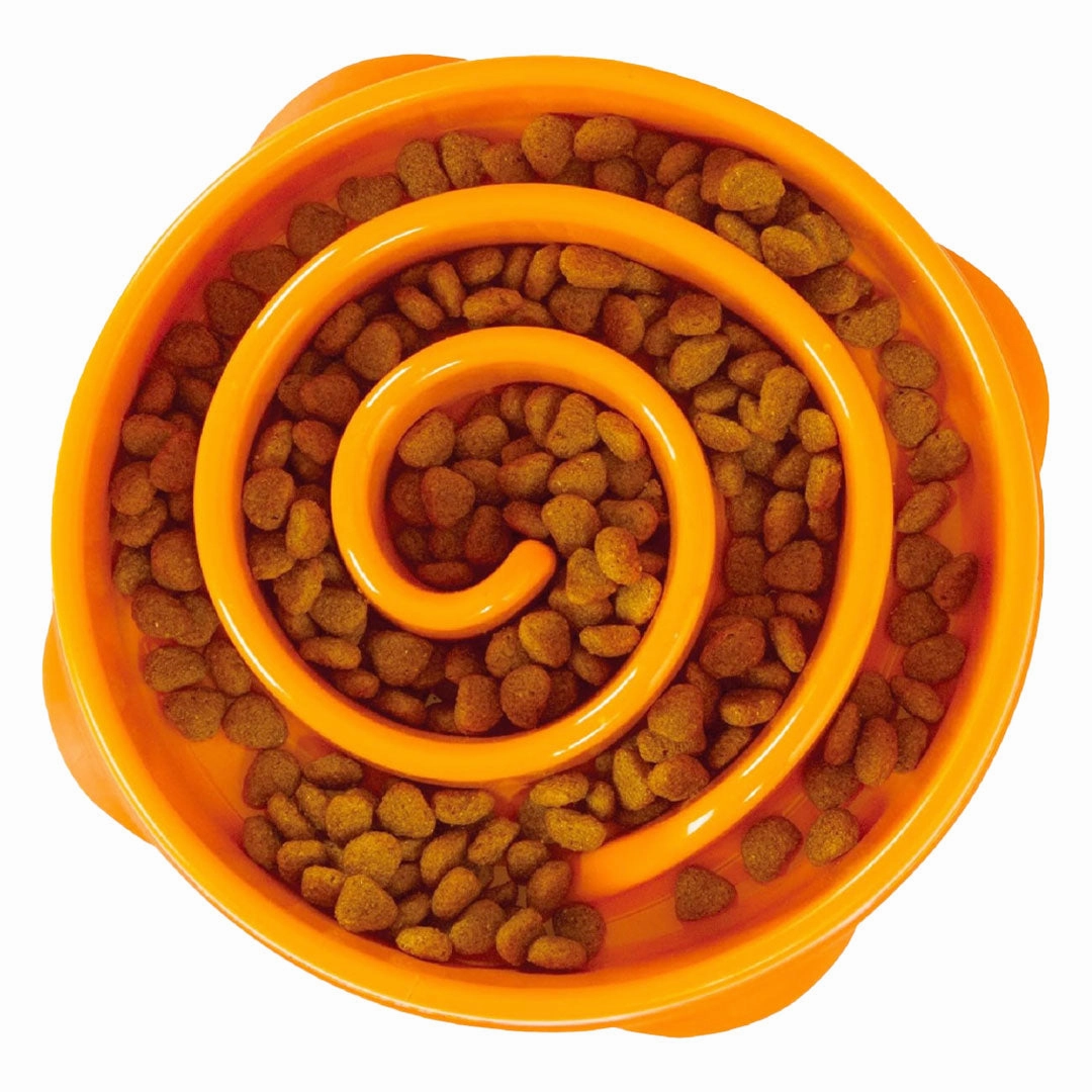 Orange Swirl Slow Feeder Bowl