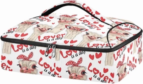 Ostriches with Red Glasses Hairpins Lover is a Day Letterings Insulated Casserole Dish Carrier Bag 9x13 with Lid, Warmer Portable Tote for Hot or Cold Food Picnic Party Potluck Beach