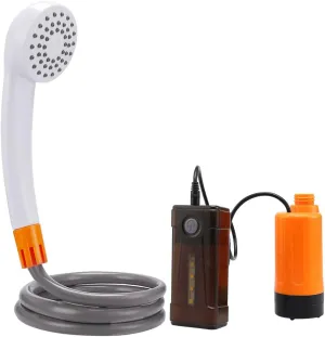Outdoor Camping Shower Portable Electric Shower Pump IPX7 Waterproof with 2-Level Water LED Light for Camping Hiking Backpacking Travel Beach Pet Watering