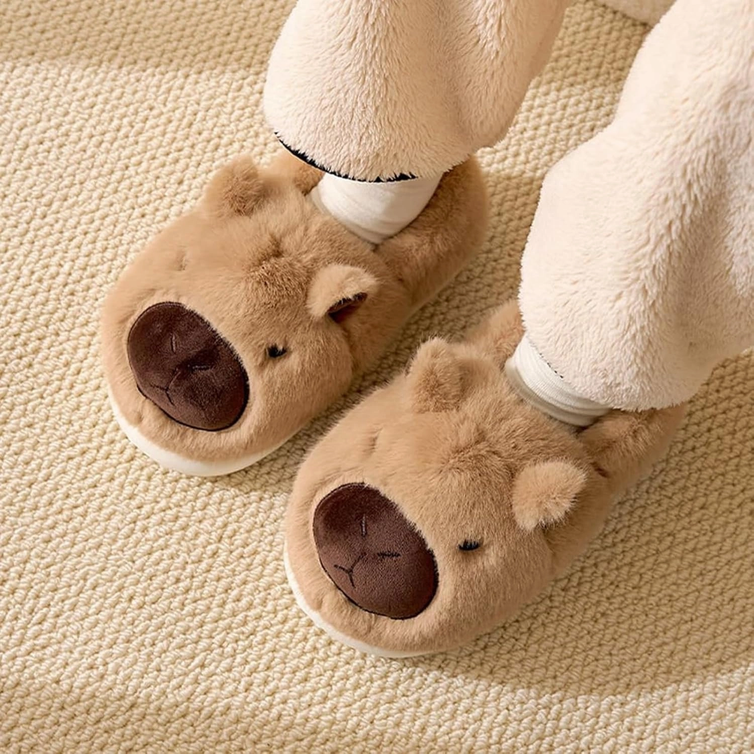 Outdoor Slippers for Women Fluffy House Slippers Open Toe Soft Thick Memory Foam Slippers Non-slip Comfy Fuzzy Indoor Shoes