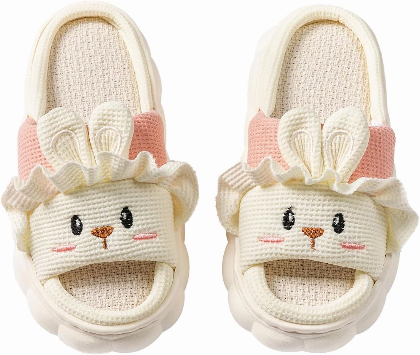Outdoor Slippers for Women Fluffy House Slippers Open Toe Soft Thick Memory Foam Slippers Non-slip Comfy Fuzzy Indoor Shoes
