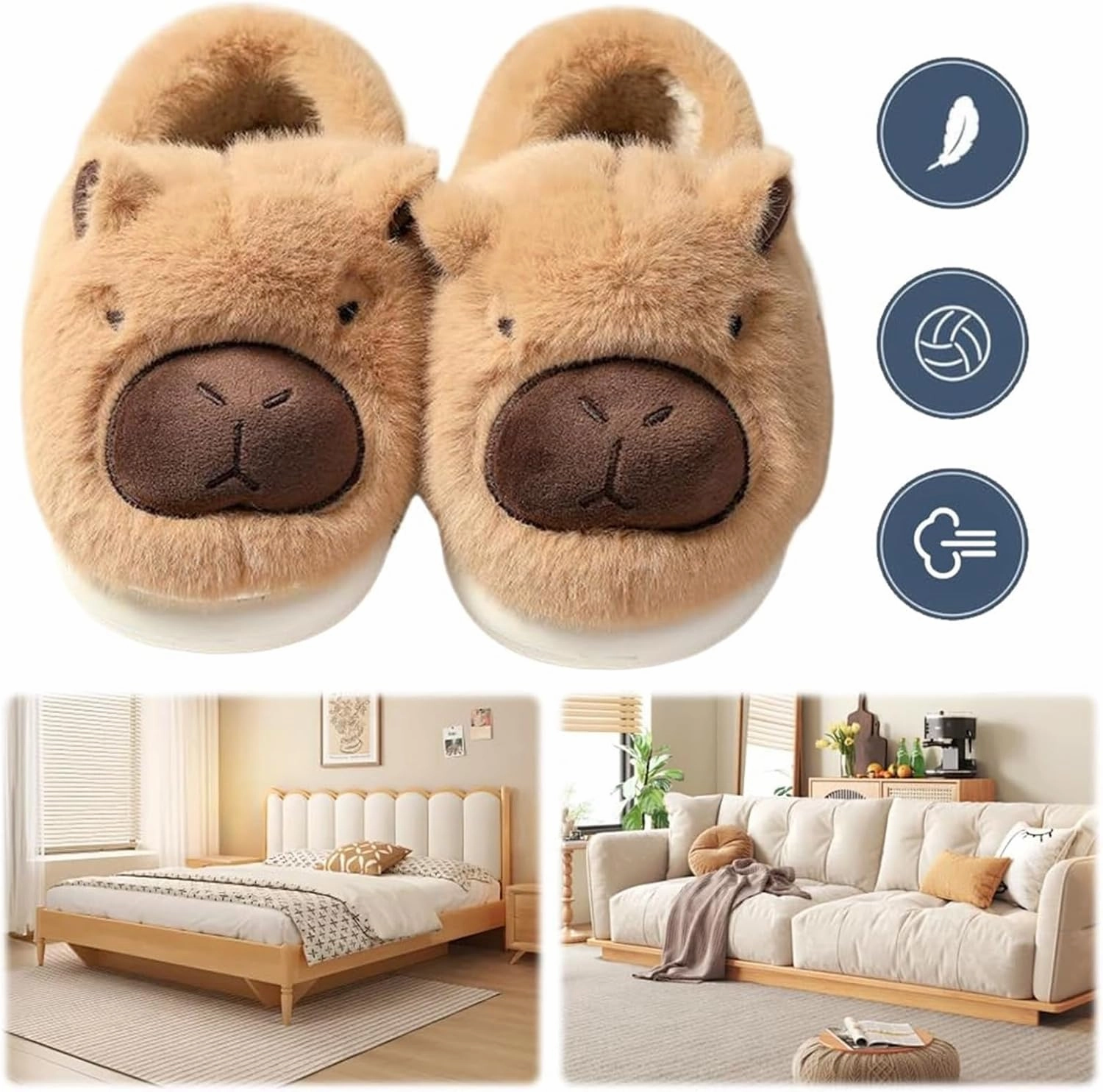 Outdoor Slippers for Women Fluffy House Slippers Open Toe Soft Thick Memory Foam Slippers Non-slip Comfy Fuzzy Indoor Shoes