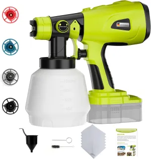 Paint Sprayer for Ryobi 18V Battery, Cordless Paint Sprayer with 1000ML Container, Handheld HVLP Paint Gun Electric Paint Spray for Small Painting Projects: Fence, Cabinets, Chairs(No Battery)