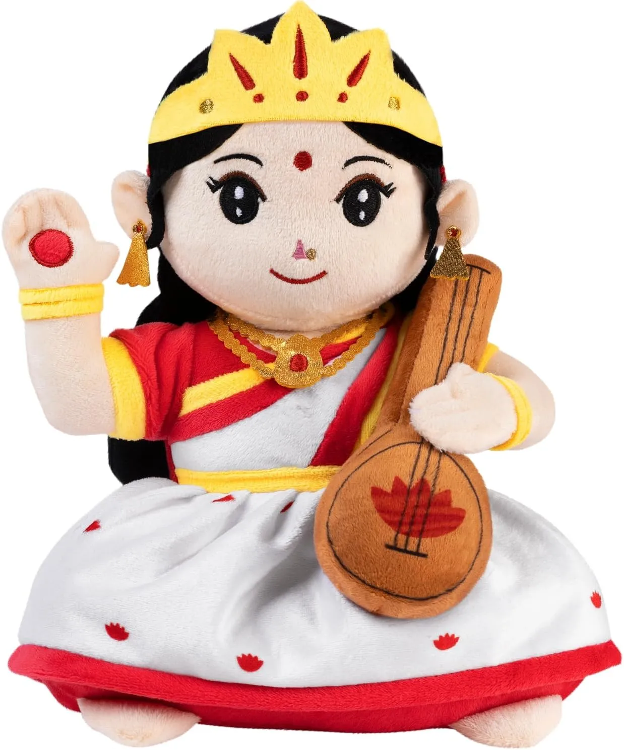 Panda's Box Mantra Chanting Devi Saraswati (11 Inches) | Musical Soft Plush Toy | Best Gift for Infants, Toddlers & Babies