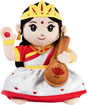 Panda's Box Mantra Chanting Devi Saraswati (11 Inches) | Musical Soft Plush Toy | Best Gift for Infants, Toddlers & Babies