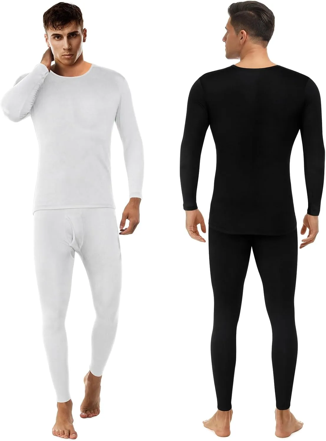 Patelai 3 Sets Men's Thermal Underwear Long Johns Base Layer with Fleece Lined for Winter Cold Weather